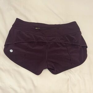 Lululemon purple speed up shorts, 2.5in